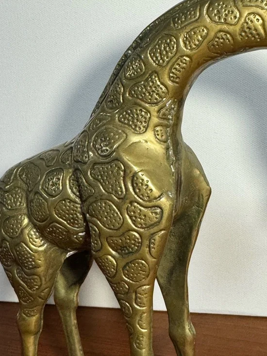 Brass Giraffe Figurine - Textured Metal Décor - Picture 8 of 11